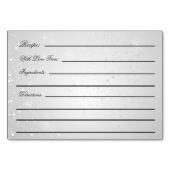 銀雪の冬のブライダルシャワーレシピカード テーブルナンバー (裏面)