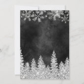銀雪の松の黒いクリスマスウィンターウェディング 招待状 (裏面)