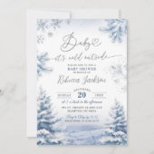 銀雪片コールドクリスマスツリー赤ちゃんシャワー 招待状 (正面)