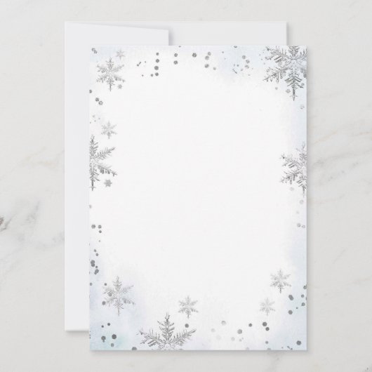 銀雪片コールドクリスマスツリー赤ちゃんシャワー 招待状 (裏面)