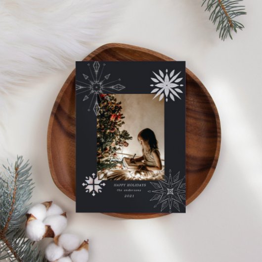 銀雪片スパークレットフォトホリデーカード シーズンカード