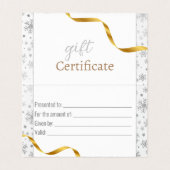 銀雪片モダン金ゴールドリボンギフトカード (内部フラット)