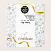 銀雪片モダン金ゴールドリボンギフトカード (外部フラット)
