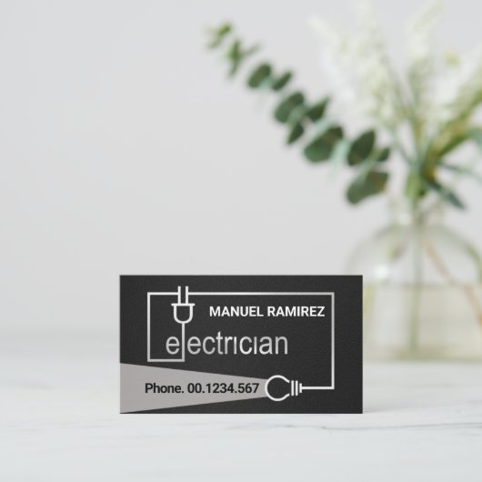 銀電気工事用配線灯光 名刺 (スタンド正面)