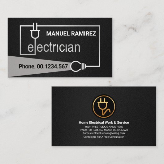 銀電気工事用配線灯光 名刺 (正面/裏面)