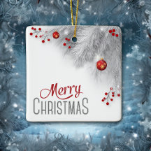 銀霜の降りたの枝の赤い装飾クリスマス