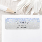 銀青色の輝く華やかな返信先住所ラベル ラベル (インサイチュ)