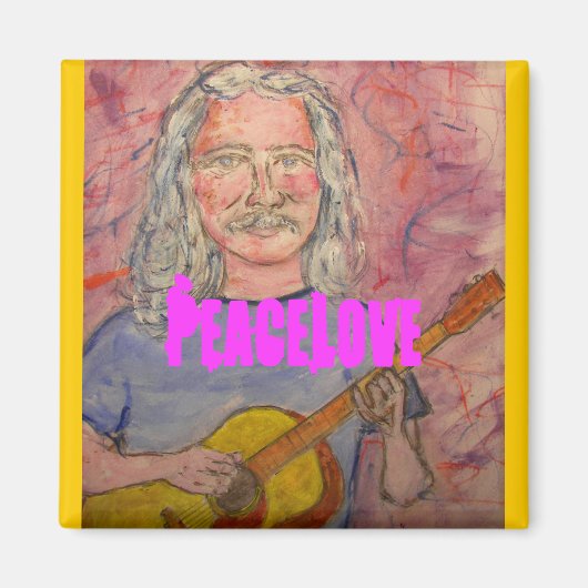 銀髪のフォークロッカーピースラブ マグネット (正面)