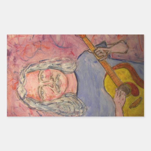 銀髪のフォーク 長方形シール (正面)