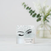 銀魅力的色の光りが目を作る スクエア名刺 (スタンド正面)