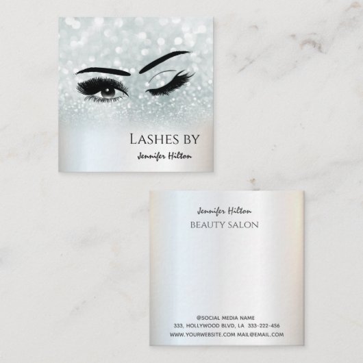 銀魅力的色の光りが目を作る スクエア名刺 (正面/裏面)