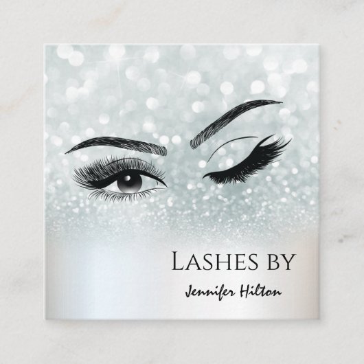 銀魅力的色の光りが目を作る スクエア名刺 (正面)