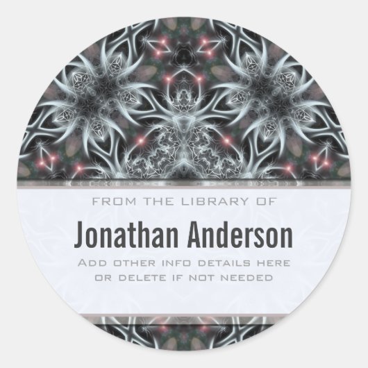 銀魔法フラクタル蔵書票シール ラウンドシール (正面)