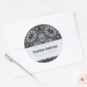 銀魔法フラクタル蔵書票シール ラウンドシール (封筒)