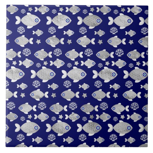 銀魚の悪い目模様 タイル (正面)