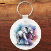 銀鮮やか象の水色 キーホルダー (正面)