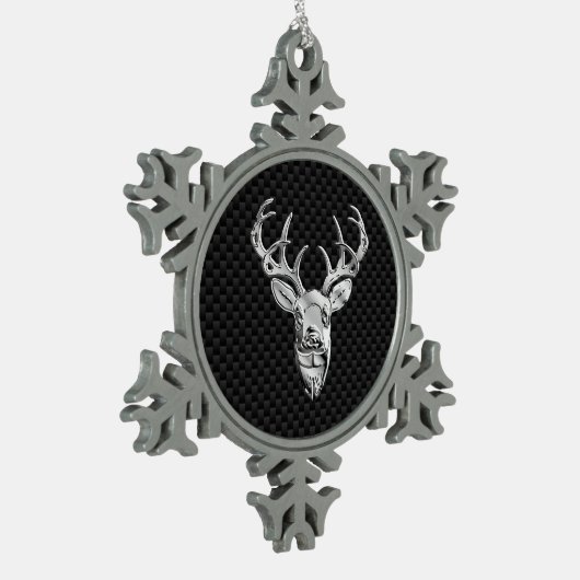 銀鹿オンカーボンファイバースタイルデコール スノーフレークピューターオーナメント (左)