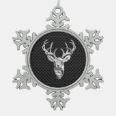 銀鹿オンカーボンファイバースタイルデコール スノーフレークピューターオーナメント (正面)