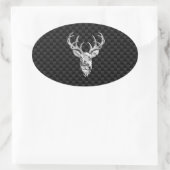 銀鹿顔オン炭素繊維スタイルプリント 楕円形シール (バッグ)