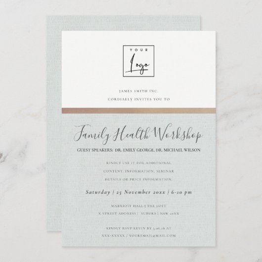 銀黒スケッチ・ストライプライントークセミナーイベント 招待状 (正面/裏面)