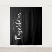 銀黒卒業おめでとうパーティー タペストリー (正面)