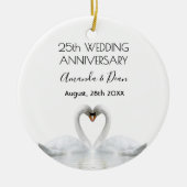 銀25周年記念結婚白鳥の愛着 セラミックオーナメント (正面)