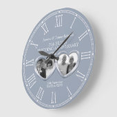 銀25周年記念結婚過去の現在の写真 ラージ壁時計 (傾斜)