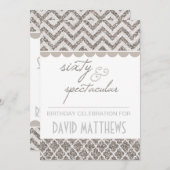 銀60および豪華な誕生日の招待 招待状 (正面/裏面)