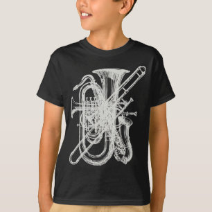 "銀"の角-管楽器 Tシャツ