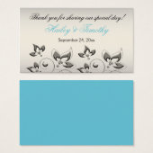 銀、アクア及びブラックフローラ結婚式の引き出物ラベル (正面&裏面)