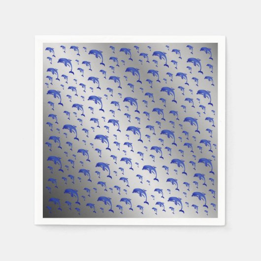 銀，イルカ，魚，自然,水中競技,デザイン, スタンダードカクテルナプキン (正面)