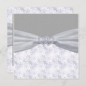 銀、白い星、雪結婚片 招待状 (正面/裏面)