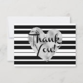 銀、白黒ストライプのなサンキューカード サンキューカード (裏面)