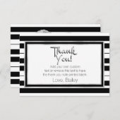 銀、白黒ストライプのなサンキューカード サンキューカード (正面/裏面)