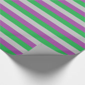 銀、紫、緑ストライプ色 ラッピングペーパー (角)