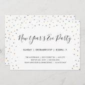銀 + 金ゴールドの紙吹雪の大晦日のパーティーの招待 招待状 (正面/裏面)