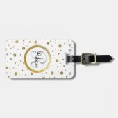 銀/金ゴールド紙吹雪モノグラム ラゲッジタグ (正面横)