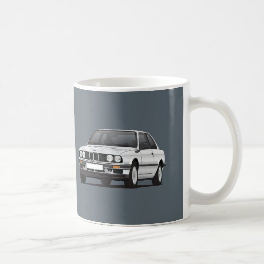 銀BMW 3つのシリーズ、E30のイラストレーション コーヒーマグカップ (右)