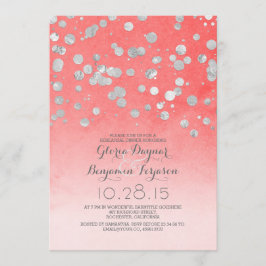 銀glam紙吹雪コーラルピンクリハーサルディナー 招待状