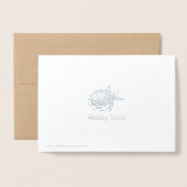 銀nゴールドフォイル折り畳み写真クリスマスカード 箔カード (裏面封筒付き)