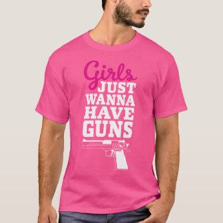 銃おもしろいことわざ女の子が銃を持ちたい Tシャツ