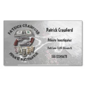 銃およびお金を持つ私立探偵の探偵 マグネット名刺 (正面)