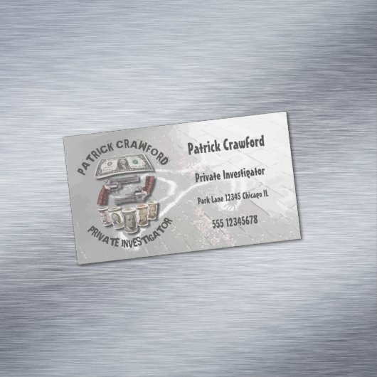 銃およびお金を持つ私立探偵の探偵 マグネット名刺 (インサイチュ)