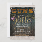 銃およびグリッターウッドレース素朴ベビーシャワー 招待状 (正面)