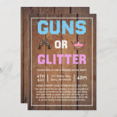 銃かグリッター 性別発表 招待状 (正面/裏面)