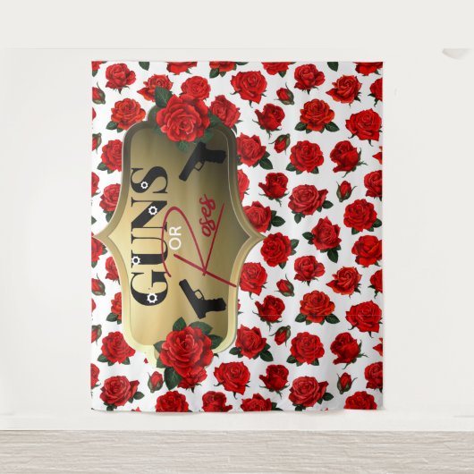 銃か薔薇 性別発表 ベビーシャワー タペストリー (正面)