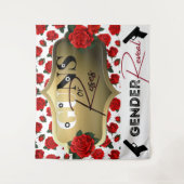 銃か薔薇 性別発表 ベビーシャワー タペストリー (正面)