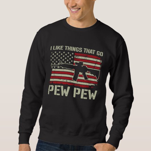 銃が好き Pew Pew大好き AR15 ガン Tシャツ 前面 (正面)