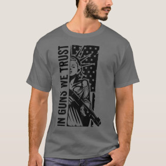 銃で我々はTrustLibertyレディーショット米国国旗プロ銃 Tシャツ