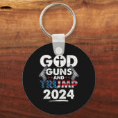 銃とトランプ2024米国アメリカ国旗 キーホルダー (正面)